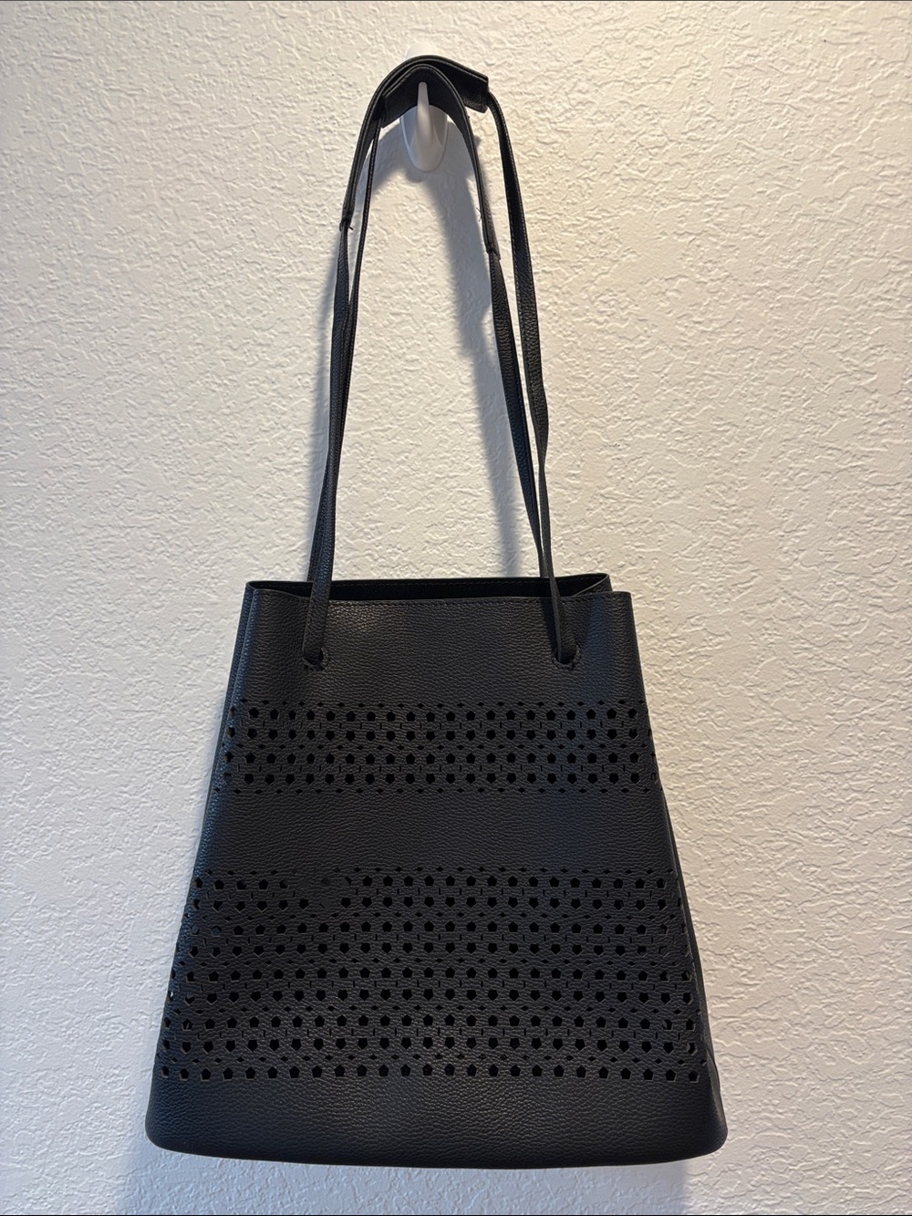 a new day Black Perforated Shoulder Tote